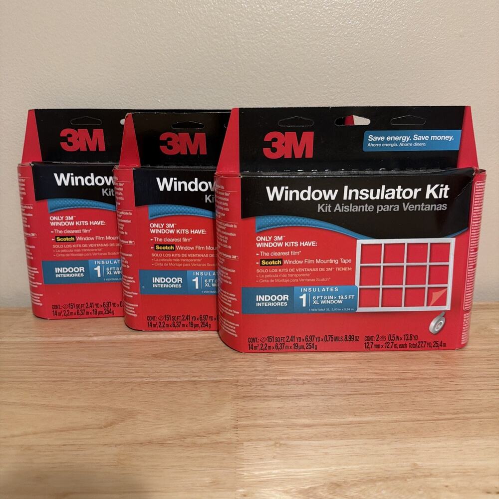 3M Indoor Extra Large Window Insulator Kit 6'8"x19.5' - Lot Of 3
